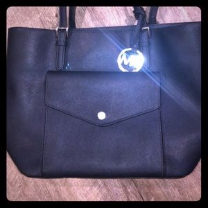 Navy Blue Michael Kors Leather Tote